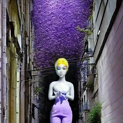 Prompt: A beautiful installation art. Think of it as a parallel universe. But maybe it’s the real one, and we’re in a dream. lavender by Will Eisner subtle