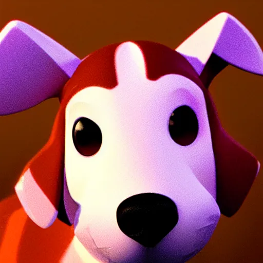 Prompt: warm cute low poly dog pixar disney cuddle close up dramatic warm lighting