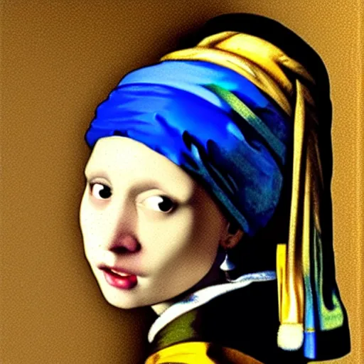 Image similar to A stupid husky with a pearl earring by Johannes Vermeer