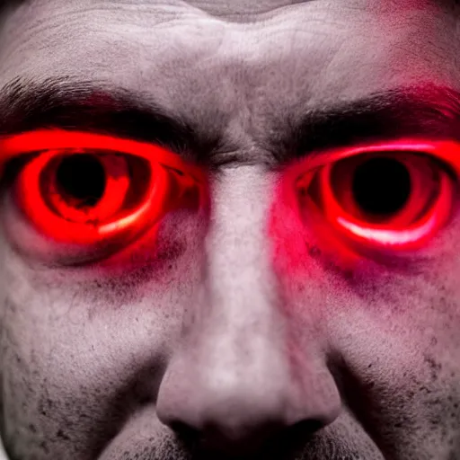 Image similar to a man with red glowing eyes