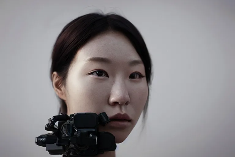 Image similar to portrait of a beautiful Korean cyborg By Emmanuel Lubezki