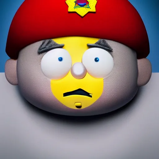 Image similar to Hyperrealistic photo of Cartman from South park, studio lighting, professional photography, cinematic