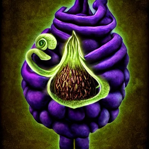 Prompt: Lovecraftian Giant Onion worshipped by a cult, digital art