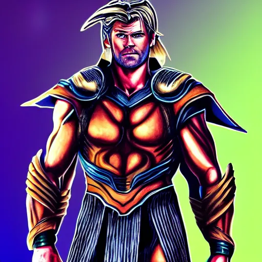 Prompt: chris hemsworth as spartan from wildc. a. t. s, hyperdetailed, blue and gold hour, trending on artstation