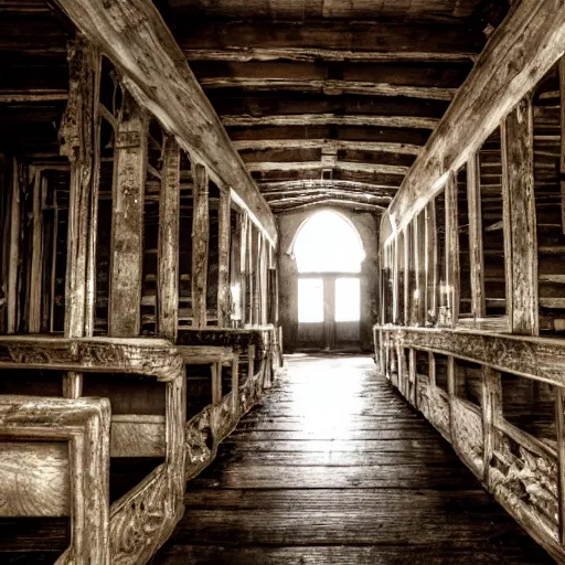 Image similar to picture of a cronenberg - like creature, southern gothic, inside of an old wooden church in louisiana, dark and intricate photograph