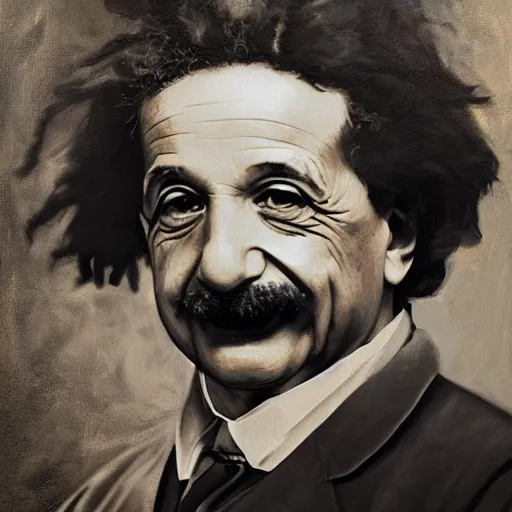 Prompt: an impasto oil painting of albert einstein!! by leonadro da vinci, 5 0 mm black and white photography, high detail, 4 k resolution, smooth colors, masterpiece, artstation