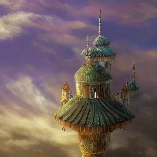 Prompt: a ottoman structure in the sky, fantasy art, intricate