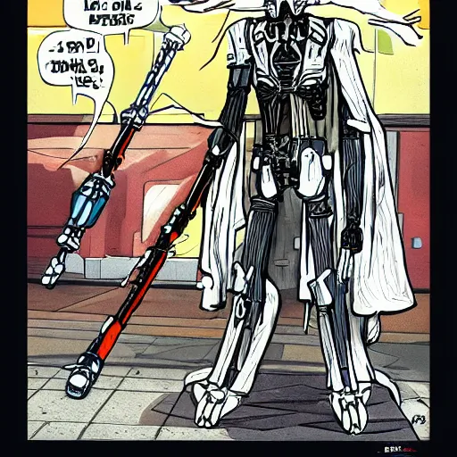 Prompt: General Grievous!!!, on cruches, with 4 lightsabers in his hands,