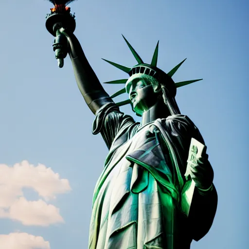 Prompt: bronze statue of liberty