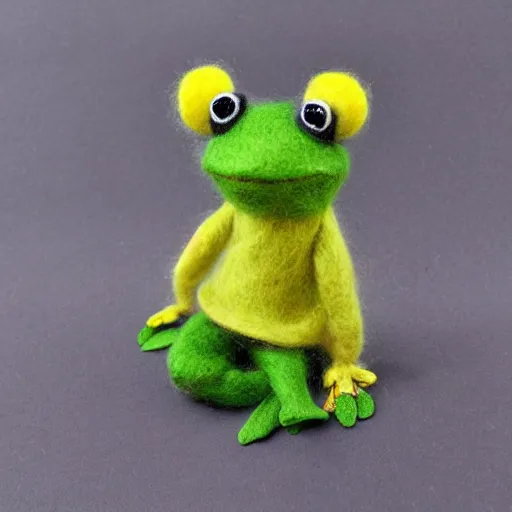 Image similar to frog sock puppet, kawai, wool, photorealistic, very detailed, 4 k