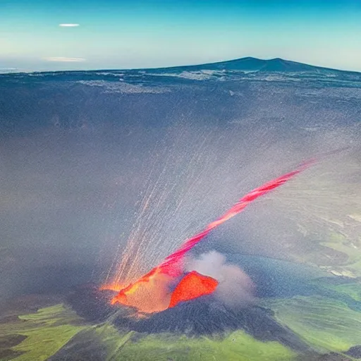 Prompt: photograph of a plane crashing into a Volcano