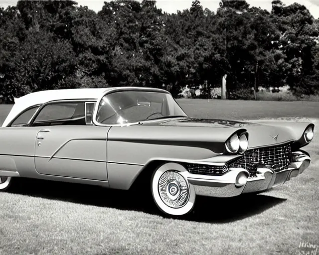 Image similar to a single 1 9 5 8 cadillac miller - meteor, lomography lady grey