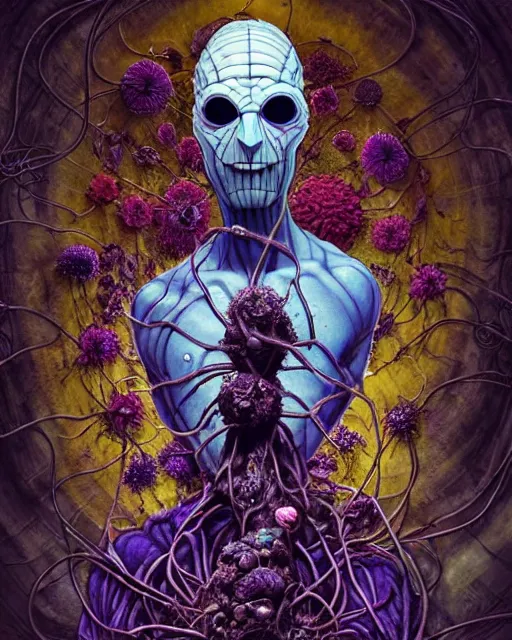 Image similar to the platonic ideal of flowers, rotting, insects and praying of cletus kasady carnage thanos dementor doctor manhattan chtulu mandelbulb mandala spirited away bioshock davinci the witcher, d & d, fantasy, ego death, decay, dmt, psilocybin, art by artgerm and steve mccurry and giuseppe arcimboldo