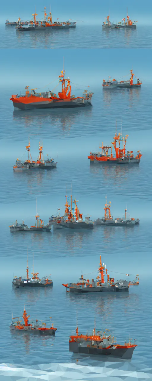 Image similar to fishing vessels in the bay lowpoly