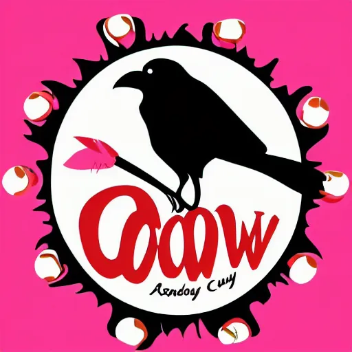 Prompt: logo with a stylized crow on top of a candy, it says candy crow, Vector art by Carolyn Davidson , tranding on behance,