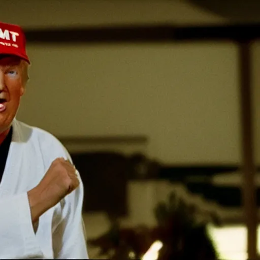 Prompt: still of donald trump as the karate kid