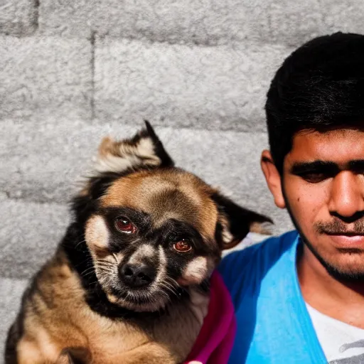 Image similar to young hispanic man surrounded by angry chiahuahua's photograph 31mm f1.6