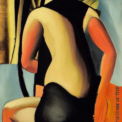 Image similar to Lower back of a beautiful woman, painted by Tamara de Lempicka