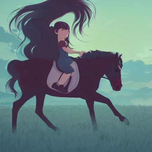 Prompt: little girl riding a horse with a zombie clean cel shaded vector art. shutterstock. behance hd by lois van baarle, artgerm, helen huang, by makoto shinkai and ilya kuvshinov, rossdraws, illustration