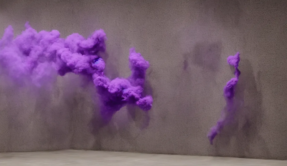 Image similar to artwork by pierre huyghe and paul thek with wax melting, purple smoke, sigma, 8 k, 3 5 mm, f / 3 2