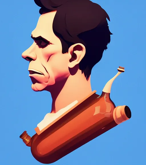 Image similar to face icon stylized minimalist bottle!! ben stiller whiskey!, loftis, cory behance hd by jesper ejsing, by rhads, makoto shinkai and lois van baarle, ilya kuvshinov, rossdraws global illumination