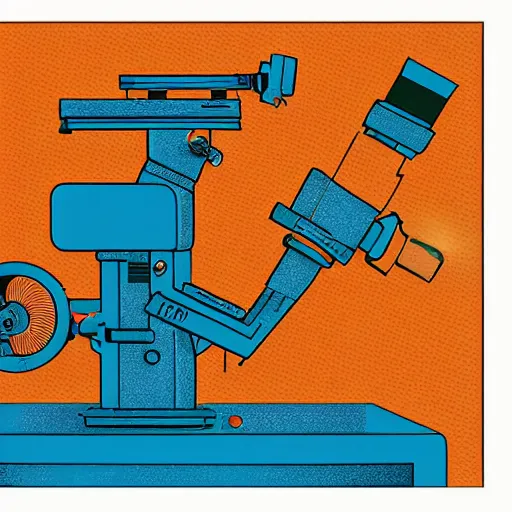 Image similar to editorial illustration microscope, fine texture, dynamic composition, detailed, matte print, dynamic perspective, colorful modern