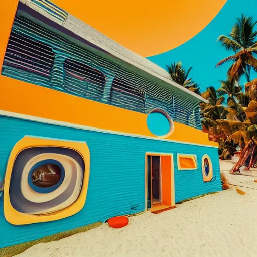 Image similar to Retro-wave house in beach