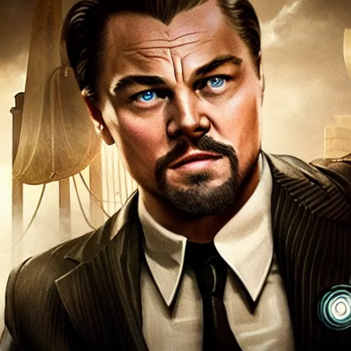 Image similar to cinematic photo of andrew ryan, portrayed by leonardo dicaprio, in a new live - action bioshock movie