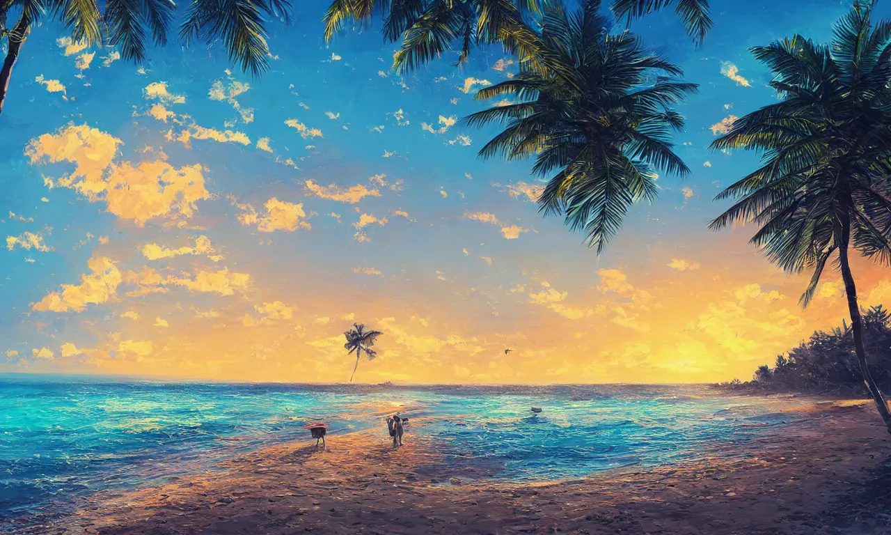 Image similar to paradise beach by alena aenami artworks in 4 k