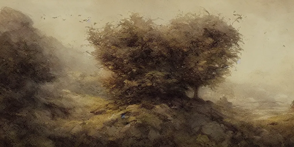 Prompt: landscape by jean - baptiste monge, muted colors