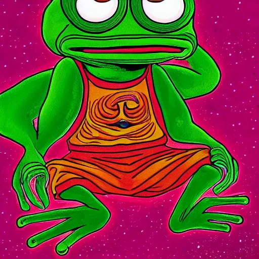 a portrait of an alien pepe the frog meditating and | Stable Diffusion ...