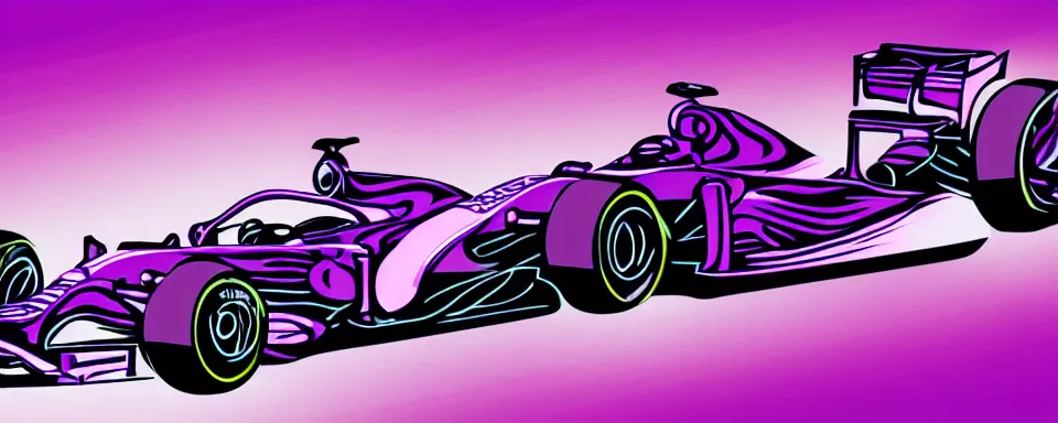 Image similar to abstract illustration of a formula one car, purple and pink