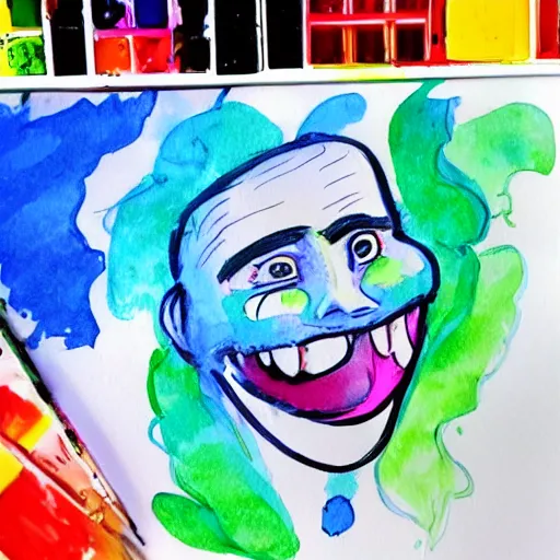 Prompt: happy smiling faces + water Color paint + line drawing :: Painted with Watercolors :: Concept Art