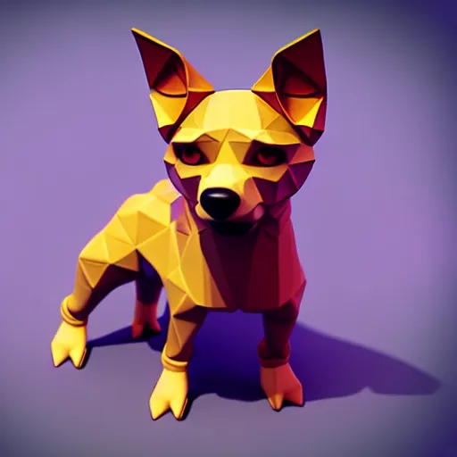 Image similar to Isometric 3D Fantasy Cute Dog, Low-poly model, handpaint texture, Blender, 3DCoat, RizomUv