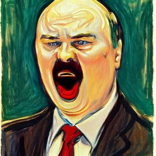 Prompt: Lukashenka in the style of the painting The Scream by Edvard Munch)