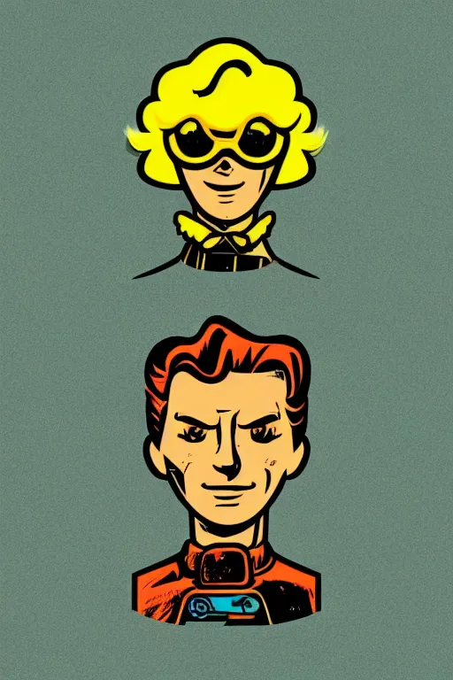 Image similar to fallout 7 6 retro futurist illustration art by butcher billy, sticker, colorful, illustration, highly detailed, simple, smooth and clean vector curves, no jagged lines, vector art, smooth andy warhol style