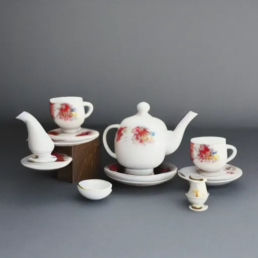 Image similar to dancing tea set, photography,