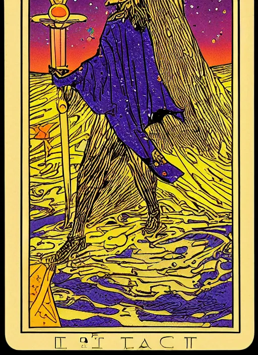 Image similar to the stars, tarot card by moebius