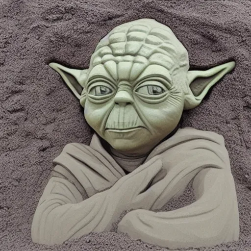 Prompt: Yoda, Sand sculpture