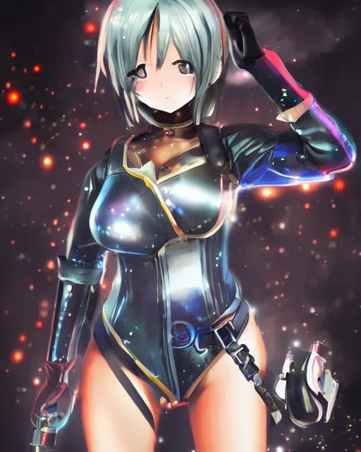 Image similar to full body image of anime girl in mechanic armor in night tokyo by makoto sinkai, perfect face, fine details