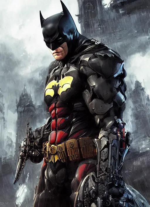 Image similar to digital _ painting _ of _ batman arkham knight _ by _ filipe _ pagliuso _ and _ justin _ gerard _ symmetric _ fantasy _ highly _ detailed _ realistic _ intricate _ port