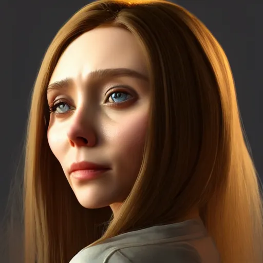 Image similar to 3 d render of an anthropomorphic lightbulb [ with an elizabeth olsen face ]!!, trending on cgsociety, zbrush, 4 k quality