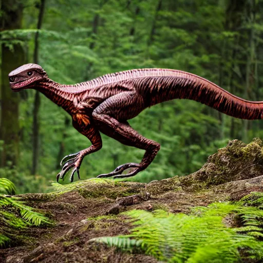 Prompt: velociraptor in forest, XF IQ4, f/1.4, ISO 200, 1/160s, 8K, RAW, unedited, symmetrical balance, in-frame