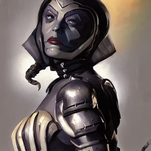 Image similar to greg manchess portrait painting of partially armored wednesday from addams family as overwatch character, medium shot, asymmetrical, profile picture, organic painting, sunny day, matte painting, bold shapes, hard edges, street art, trending on artstation, by huang guangjian and gil elvgren and greg rutkowski