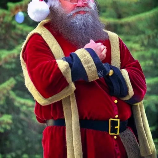 Image similar to santa claus wearing a viking helmet