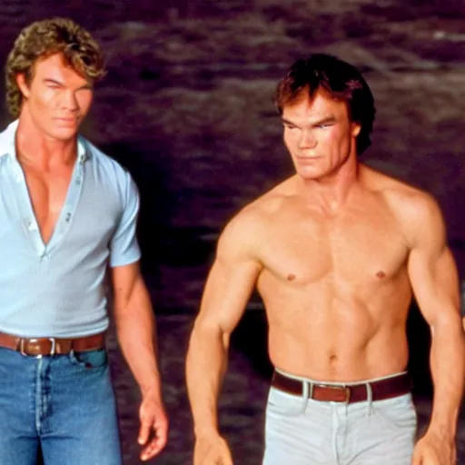 Image similar to dexter morgan and patrick swayze in dirty dancing movie still