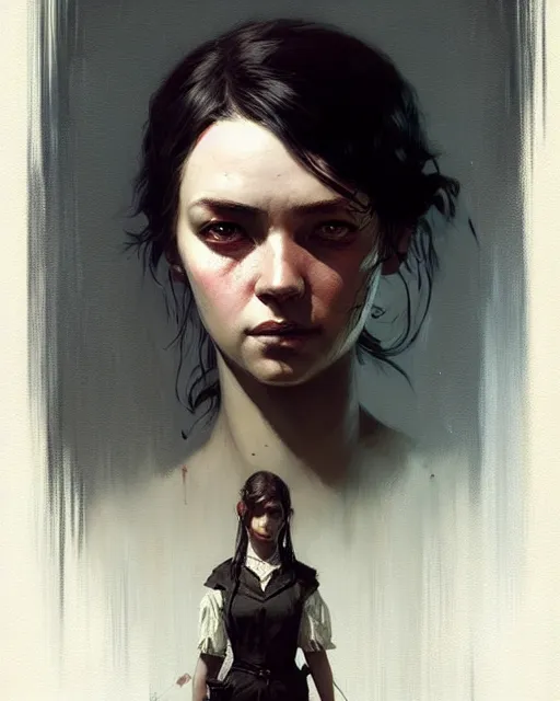 Prompt: masterpiece concept art, a beautiful highly detailed hunt showdown lady, cinematic moody colors, realistic shaded lighting poster by ilya kuvshinov, magali villeneuve, artgerm, jeremy lipkin and michael garmash and rob rey