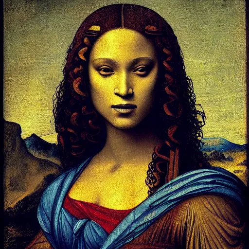 Image similar to beyonce painted by leonardo da vinci