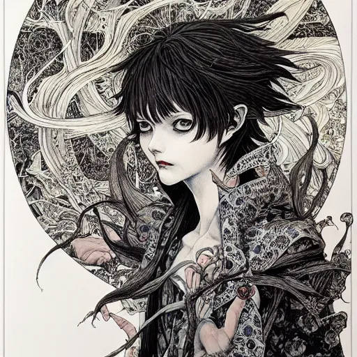 Image similar to prompt: Portrait painted in Mobius style drawn by Vania Zouravliov and Takato Yamamoto, inspired by Fables, intricate acrylic gouache painting, high detail, sharp high detail, manga and anime 2000