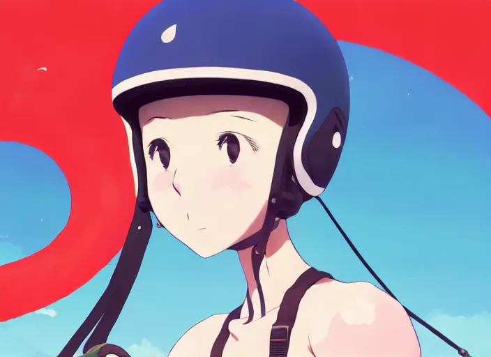 Prompt: portrait of cute girl riding road bike, sunny sky background, lush landscape, illustration concept art anime key visual trending pixiv fanbox by wlop and greg rutkowski and makoto shinkai and studio ghibli and kyoto animation, symmetrical facial features, sports clothing, red road bike helmet, nike cycling suit, backlit, aerodynamic frame, gta 5